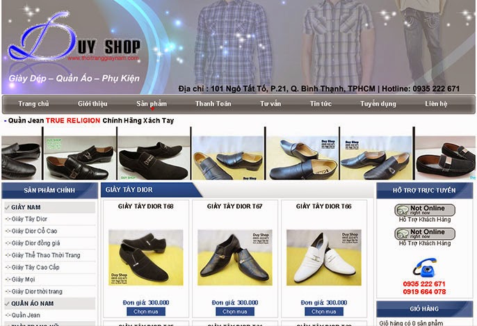 web bán hàng giày dép