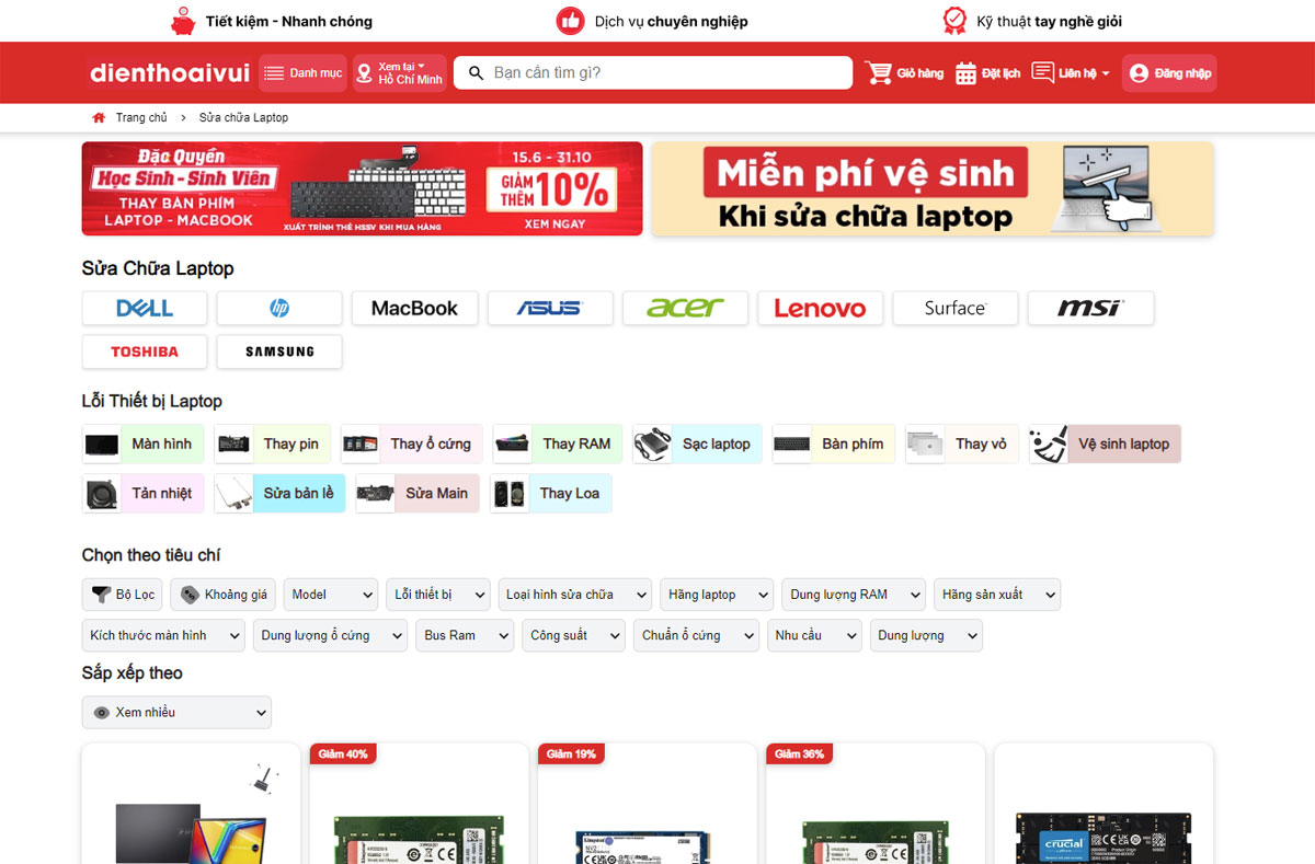 Website sửa chữa máy tính laptop macbook chuyên nghiệp