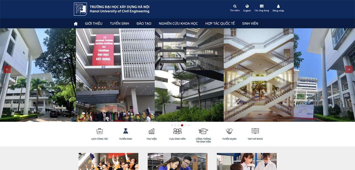 Website trường đại học Xây Dựng Hà Nội
