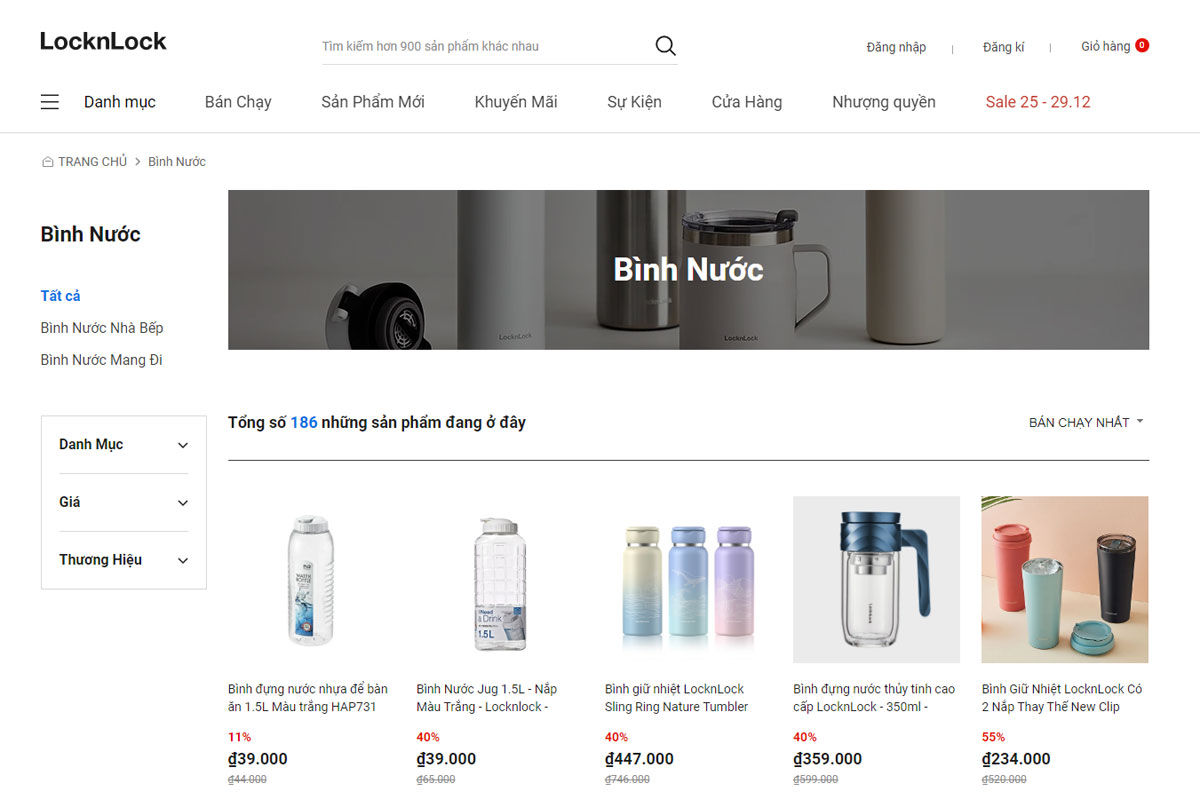 Web bán hàng bình giữ nhiệt