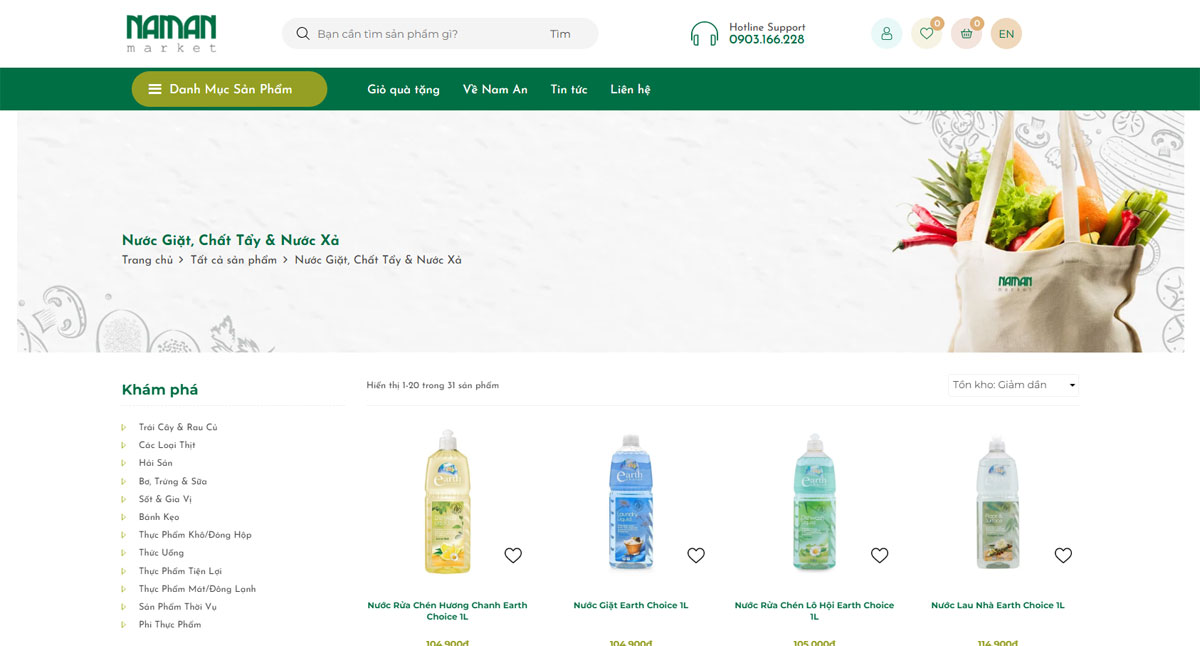 web bán nước giặt chất tẩy rửa chuyên nghiệp