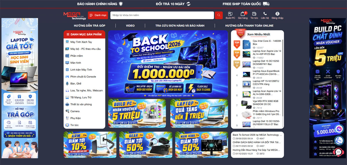 Web bán hàng máy tính Mega