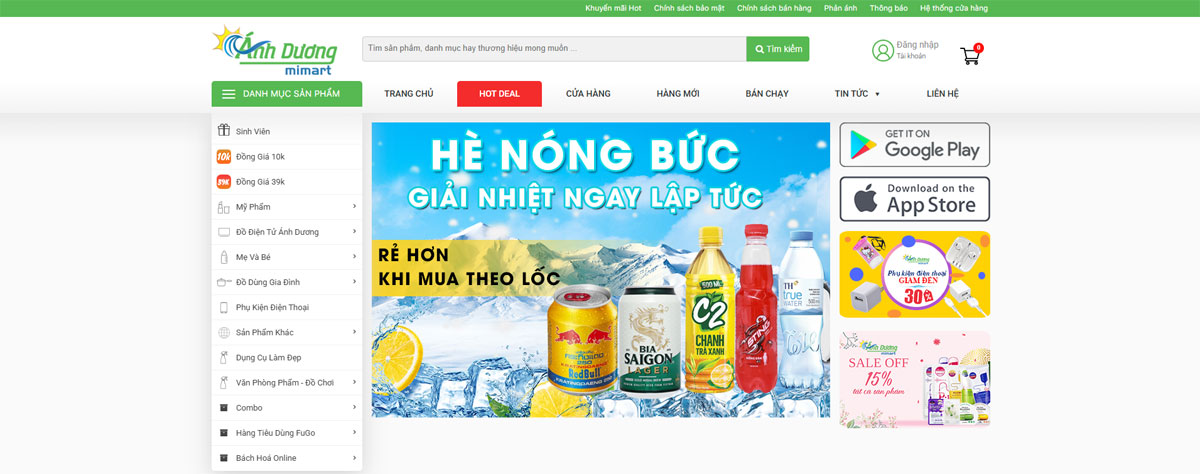 Web siêu thị Ánh Dương