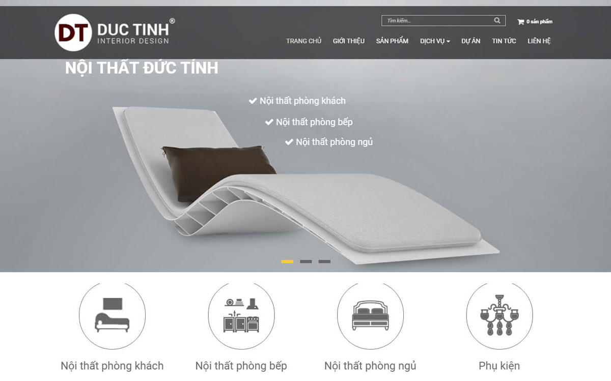 Mẫu website Đức Tính thiết kế nội thất và ngoại thất