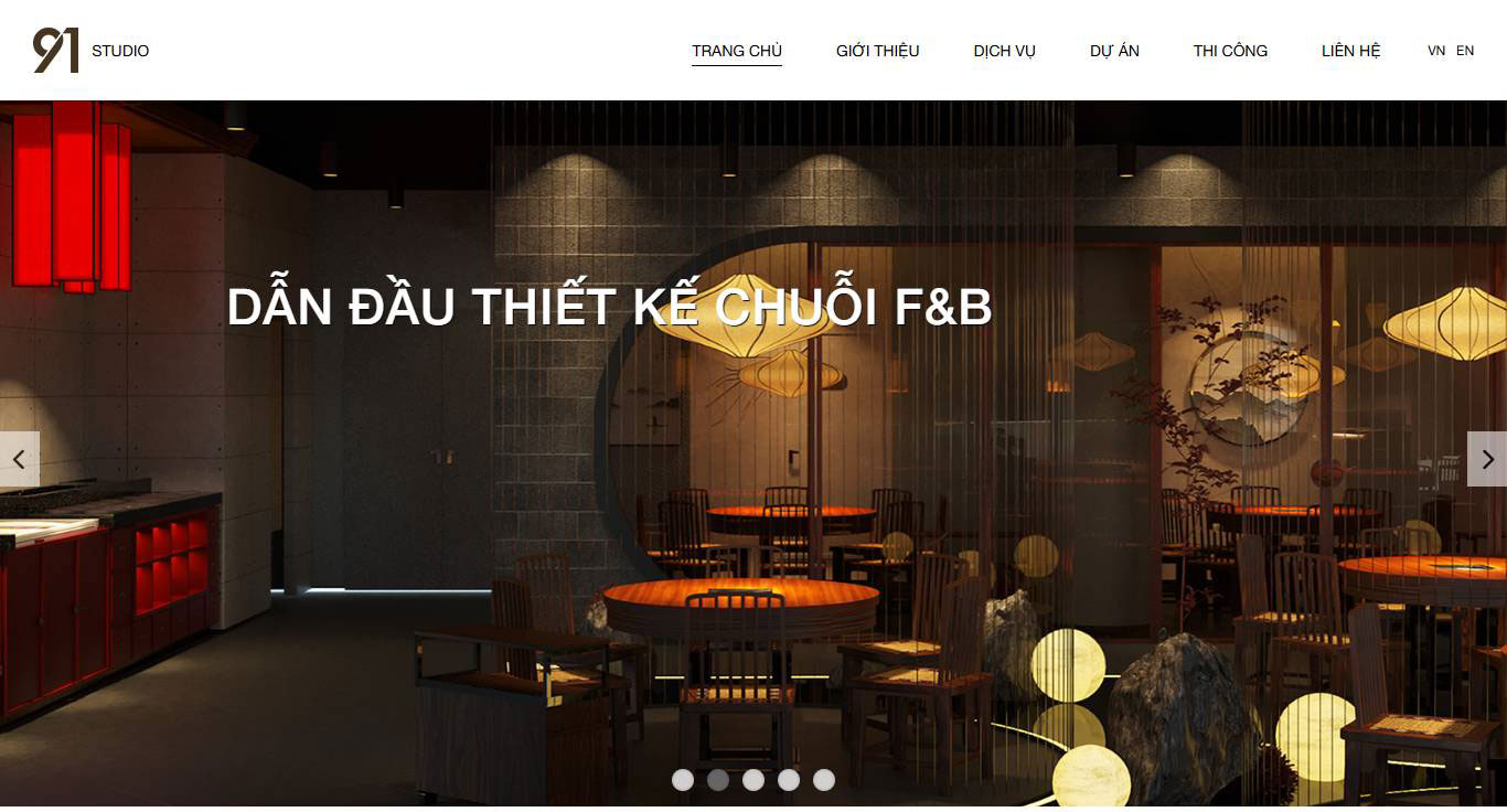 Mẫu giao diện website thiết kế kiến trúc nội thất F&B 91 Studio