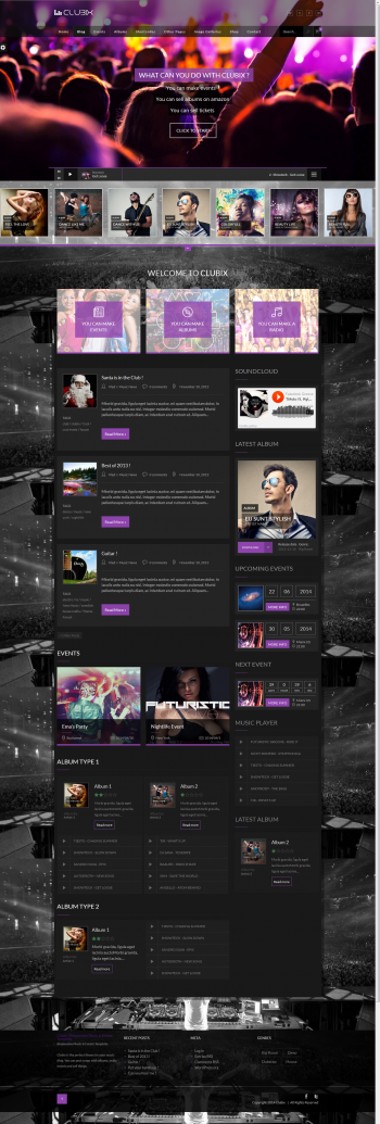 Mẫu website âm nhạc Clubix